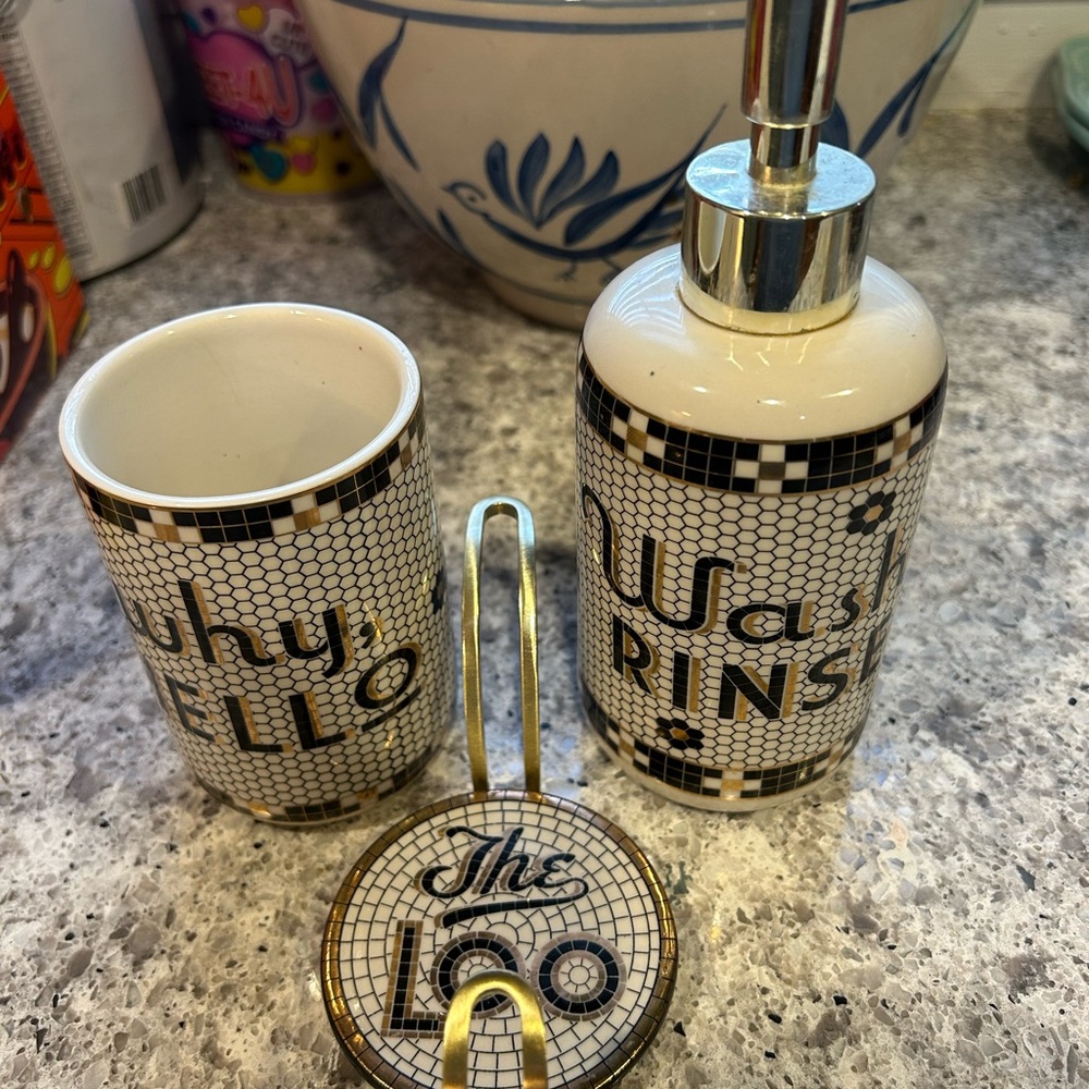 Anthropologie bistro tile Bathroom Set of 3